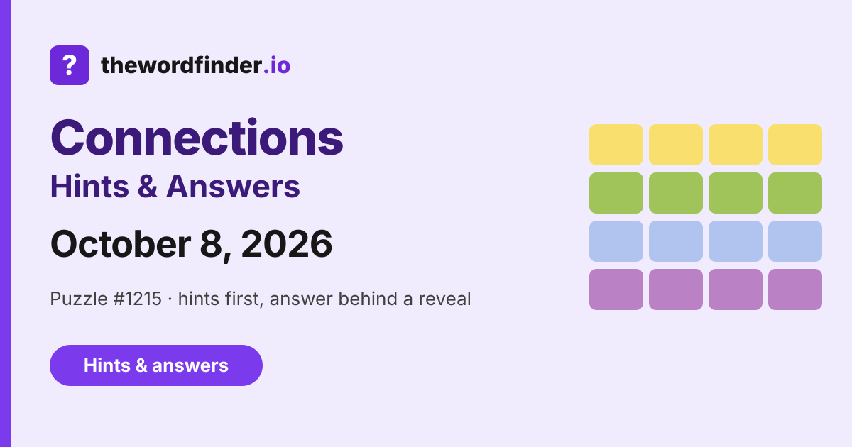 Connections hints and answers for October 8, 2026