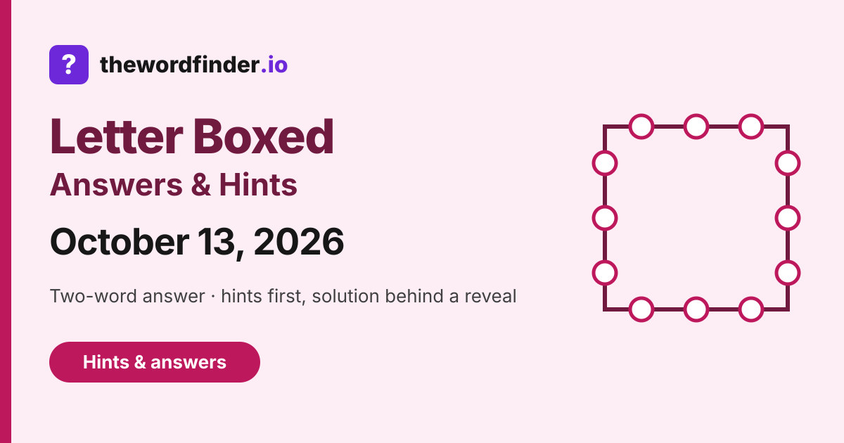 Letter Boxed answers for October 13, 2026