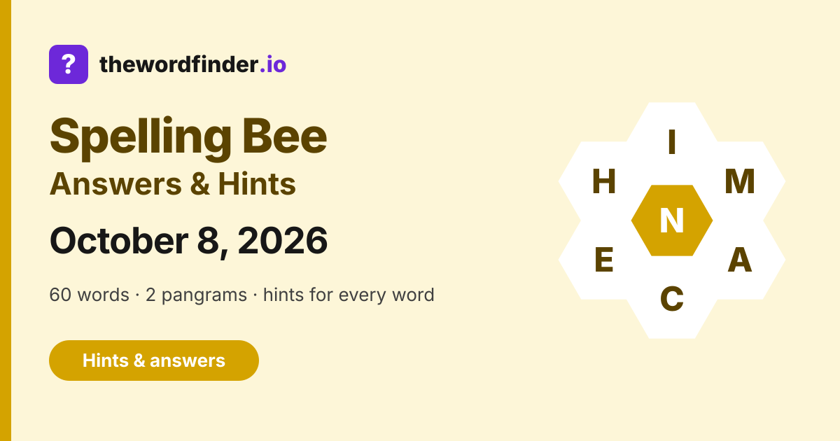 Spelling Bee answers for October 8, 2026